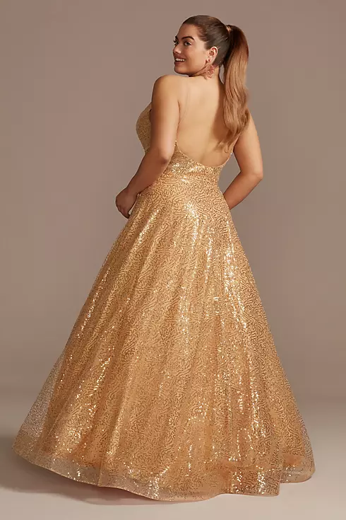 Sequin Spaghetti Strap Low Back Ball Gown Image 2