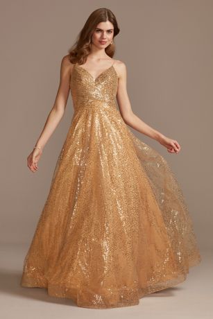 gold long dress for wedding