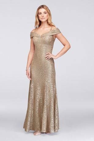 Glitter LaceCold Shoulder Mermaid Dress David s Bridal