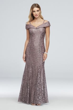 r&m richards long lace evening gown