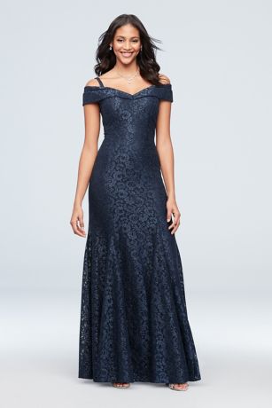 Glitter LaceCold-Shoulder Mermaid Dress | David's Bridal