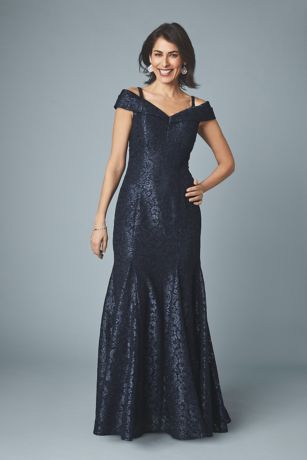 Glitter LaceCold-Shoulder Mermaid Dress | David's Bridal