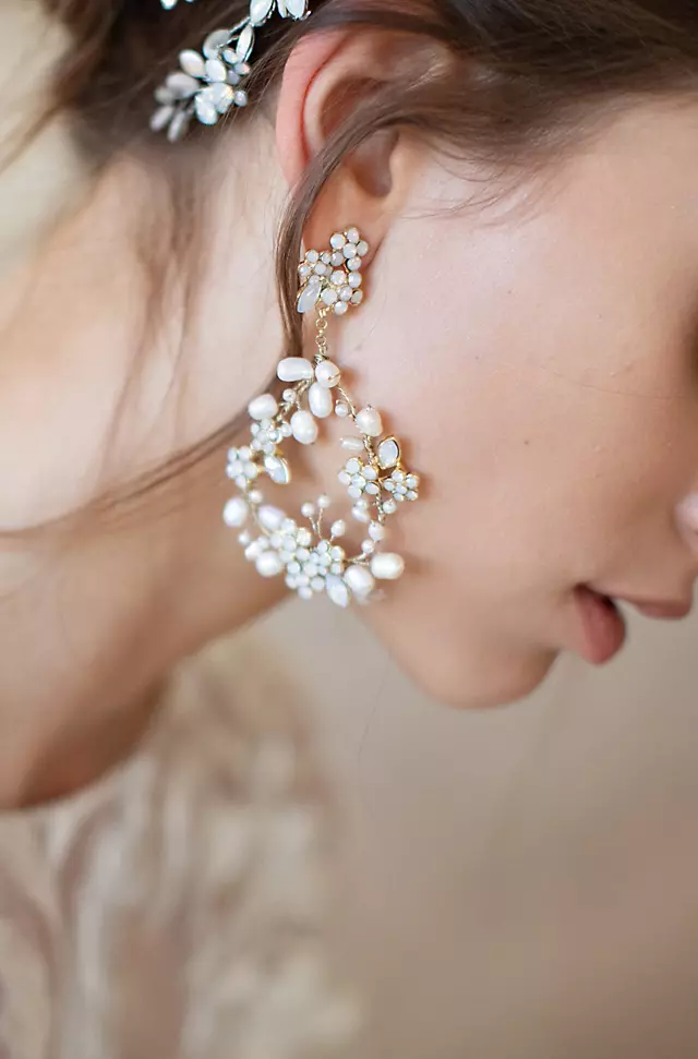Baby's Breath Floral Pearl Earrings Image 2