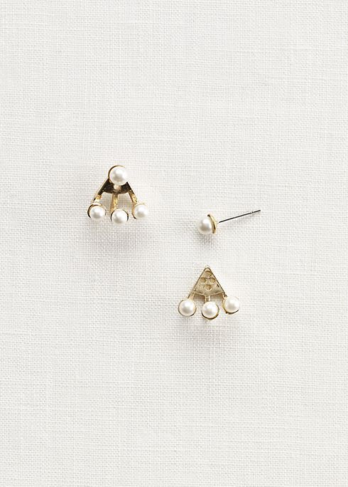 Triple Bauble Pearl Stud Earrings Image 2