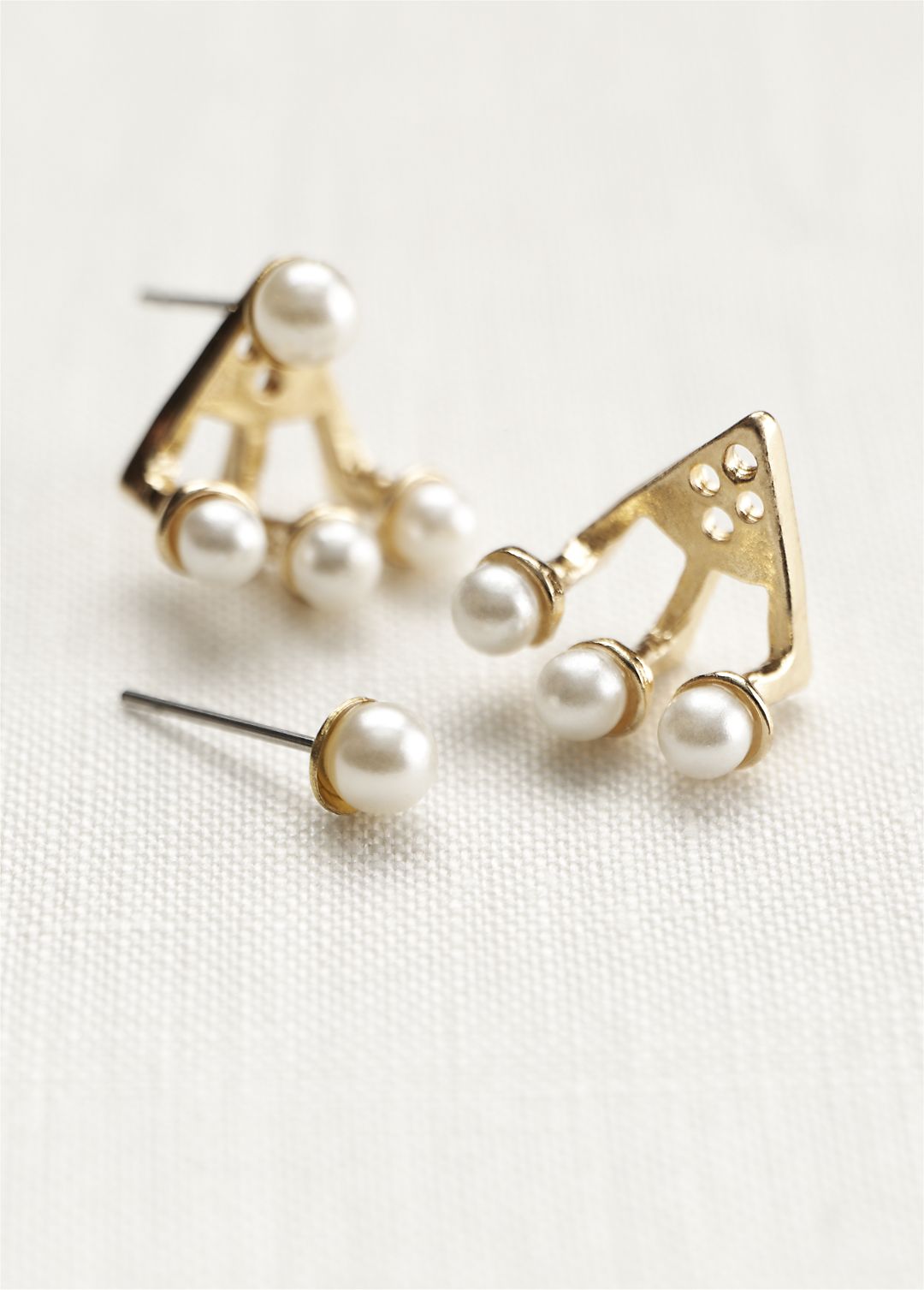 Triple Bauble Pearl Stud Earrings Image 1