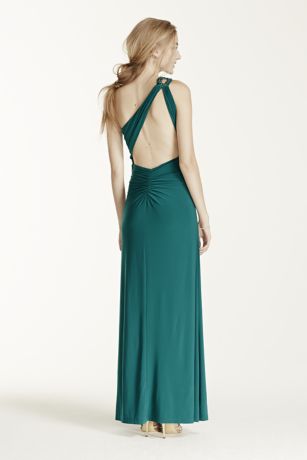 One Shoulder Jersey Dress with Circle Cutout | David's Bridal