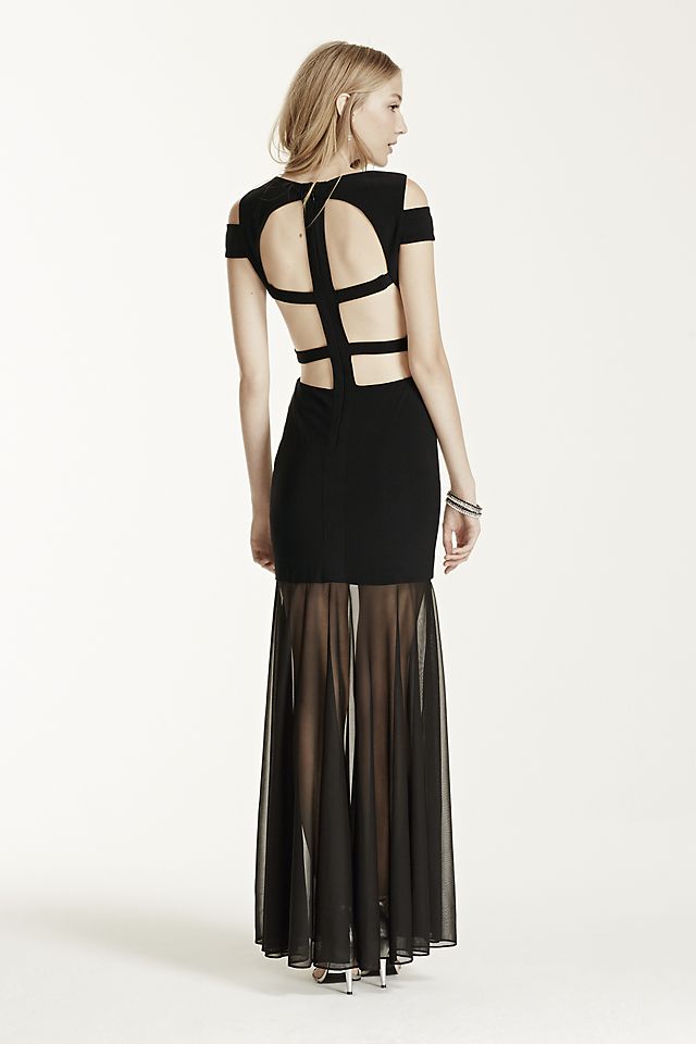Illusion Skirt Gown with Shoulder and Back Cutouts Image 2