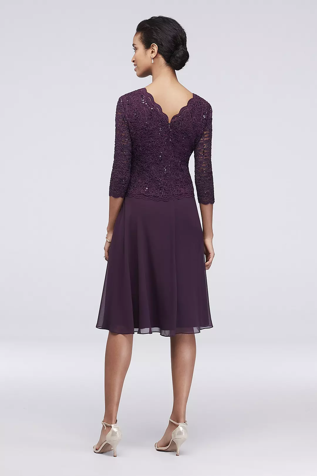Sequin Lace Scoopneck Short A-Line Petite Dress Image 2