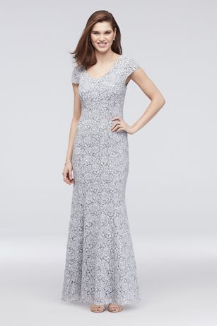 Lace Mermaid Petite Dress with Floral Piping | David's Bridal