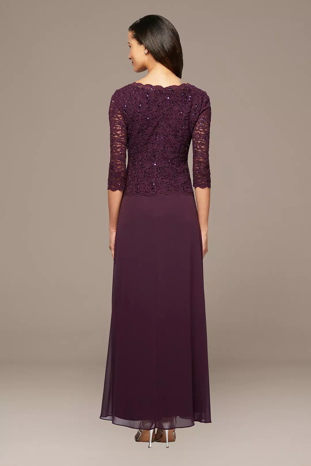 Sequin Lace Boatneck Petite Gown Image 2