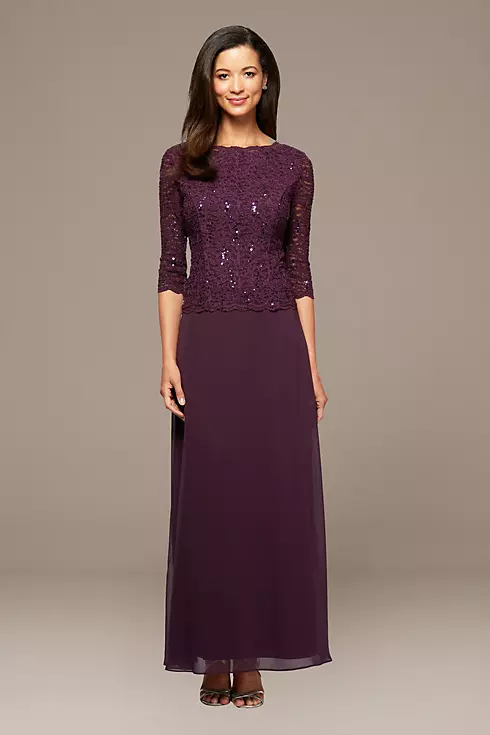 Sequin Lace Boatneck Petite Gown Image 1