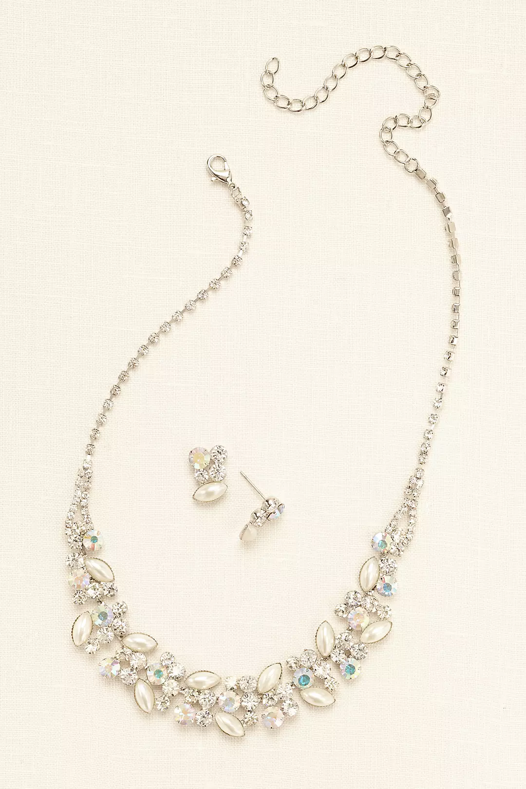 Pearl Crystal and Stone Necklace and Earring Set Image