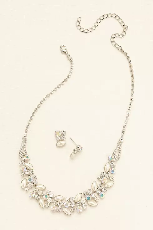 Pearl Crystal and Stone Necklace and Earring Set Image 1