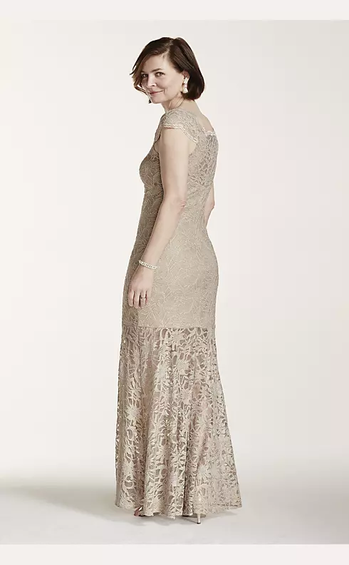 Off The Shoulder Lace Dress with Illusion Hemline Image 2