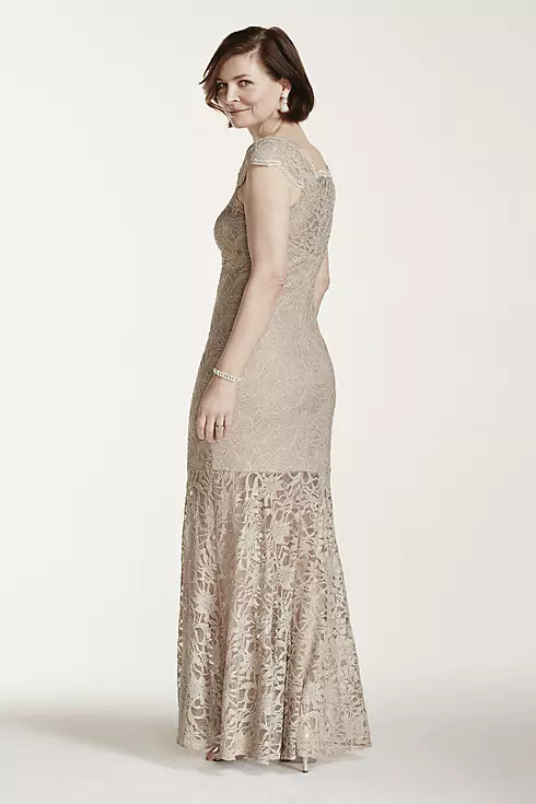 Off The Shoulder Lace Dress with Illusion Hemline Image 2