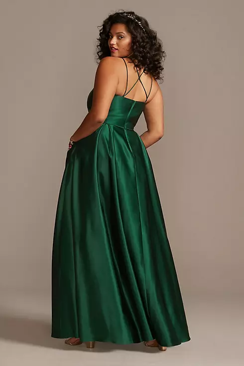 Satin Double Strap Gown with Floral Pockets Image 2