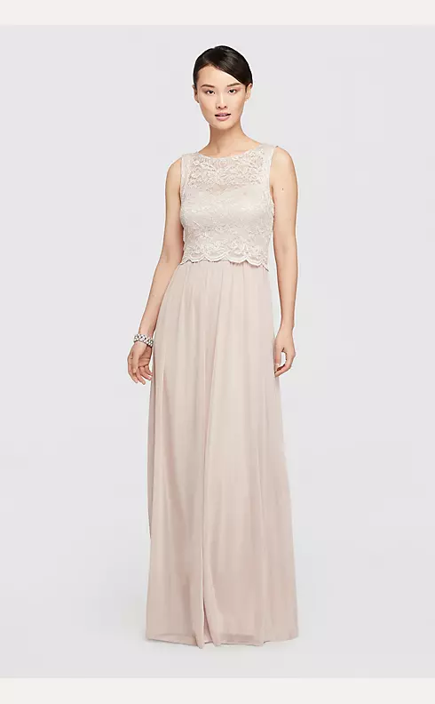 Mock Two Piece Long Dress with Glitter Bodice Image 1