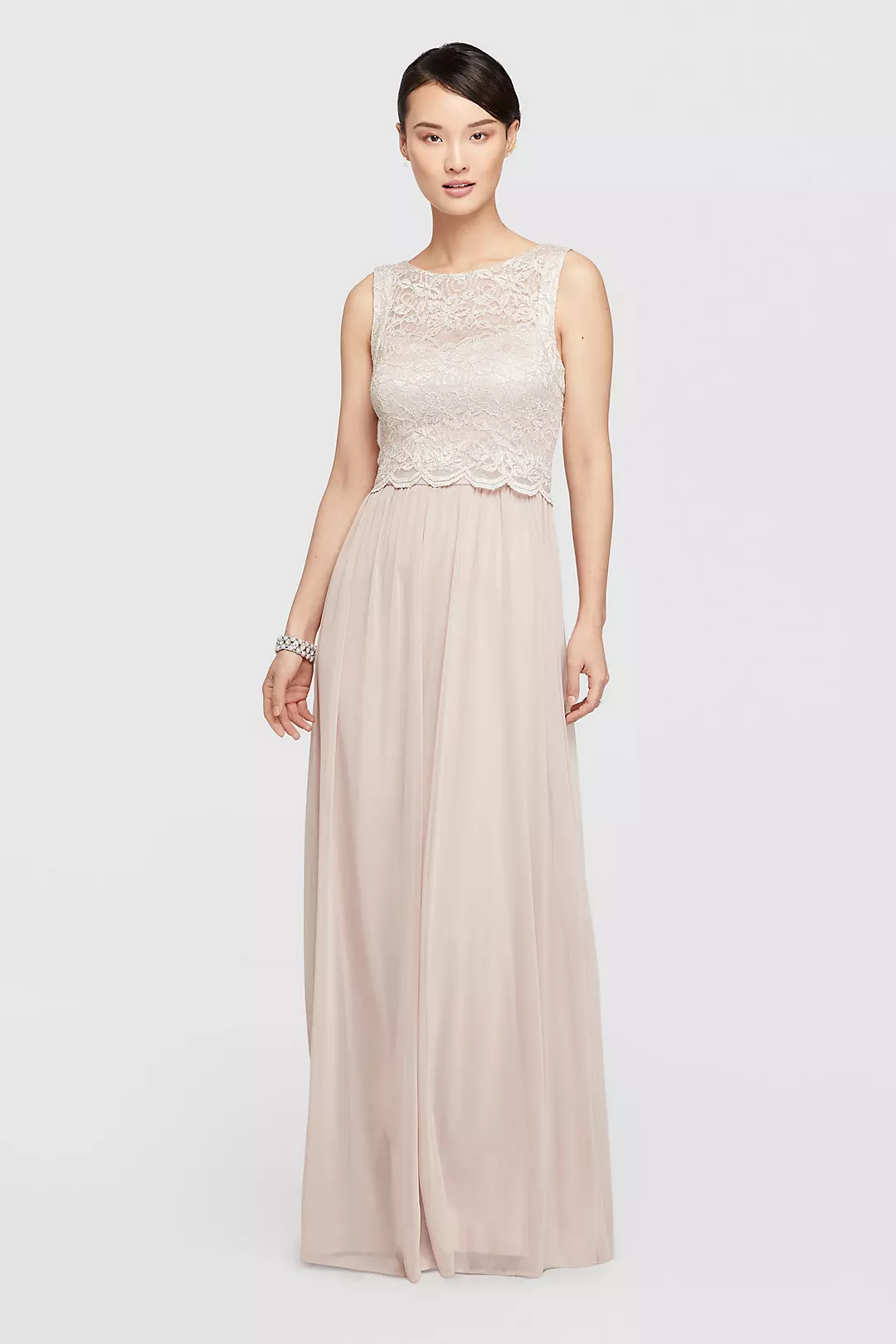 Mock Two Piece Long Dress with Glitter Bodice Image