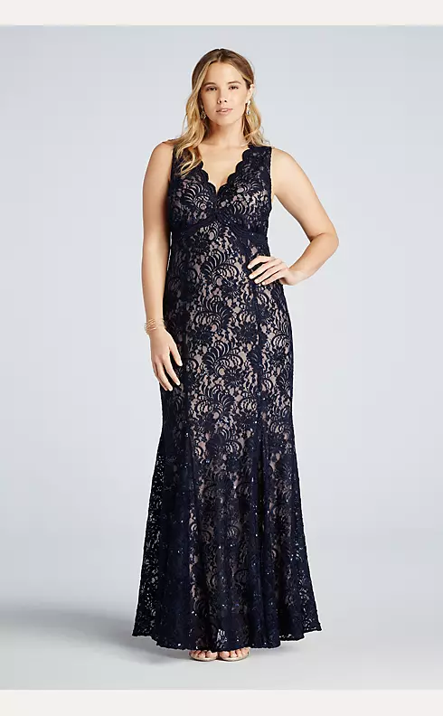 All Over Sequin Lace Dress with Open Back Image 1