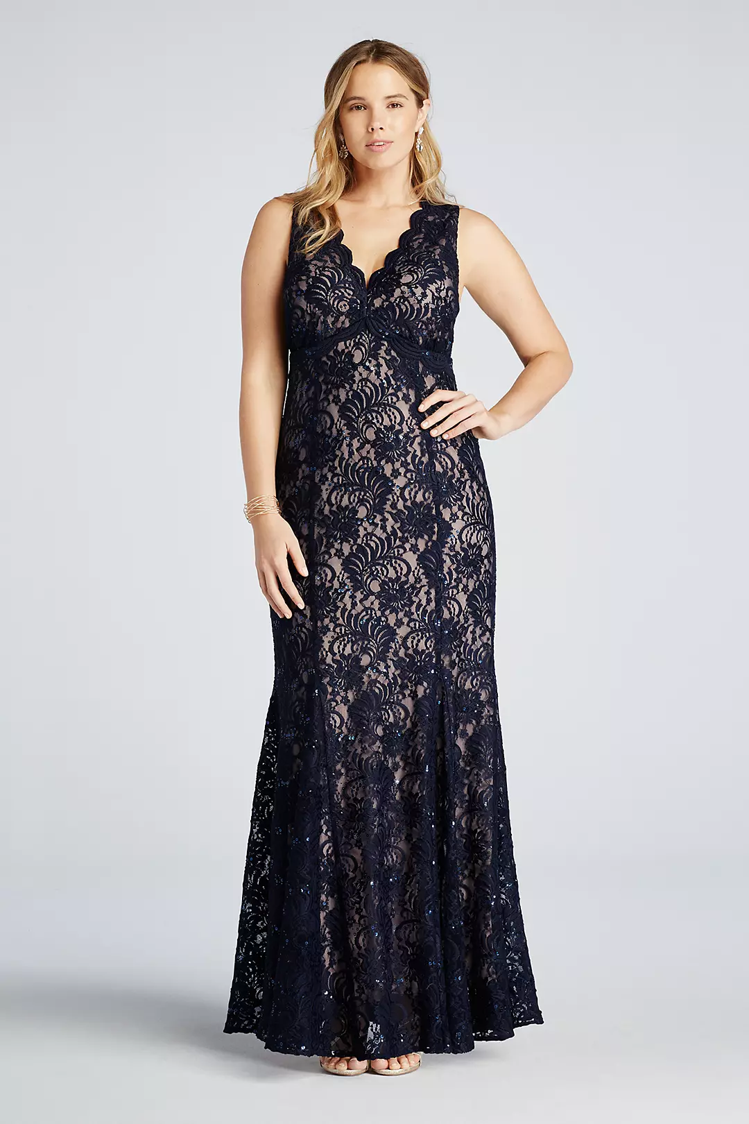 All Over Sequin Lace Dress with Open Back Image