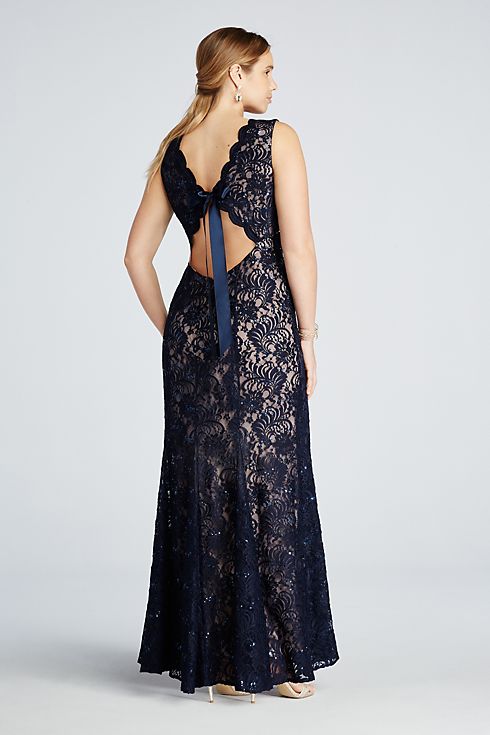 All Over Sequin Lace Dress with Open Back Image 4