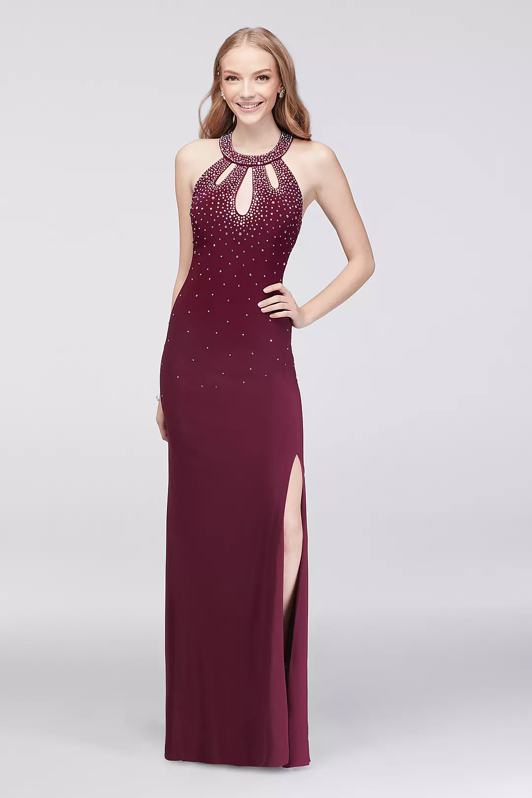 Halter Jersey Gown with Crystal Beading Image