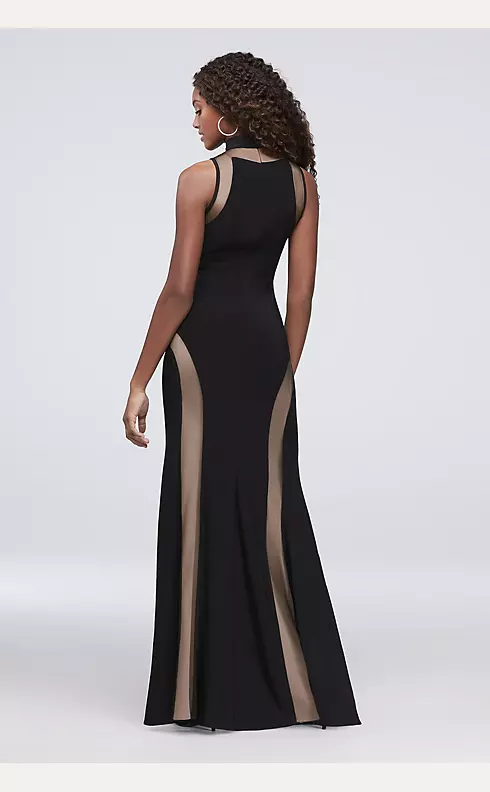 Mock-Neck Jersey Gown with Illusion Insets Image 2