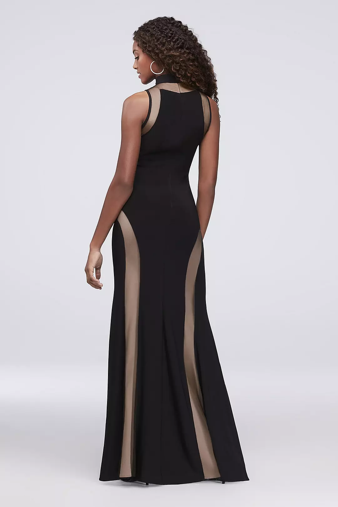 Mock-Neck Jersey Gown with Illusion Insets Image 2