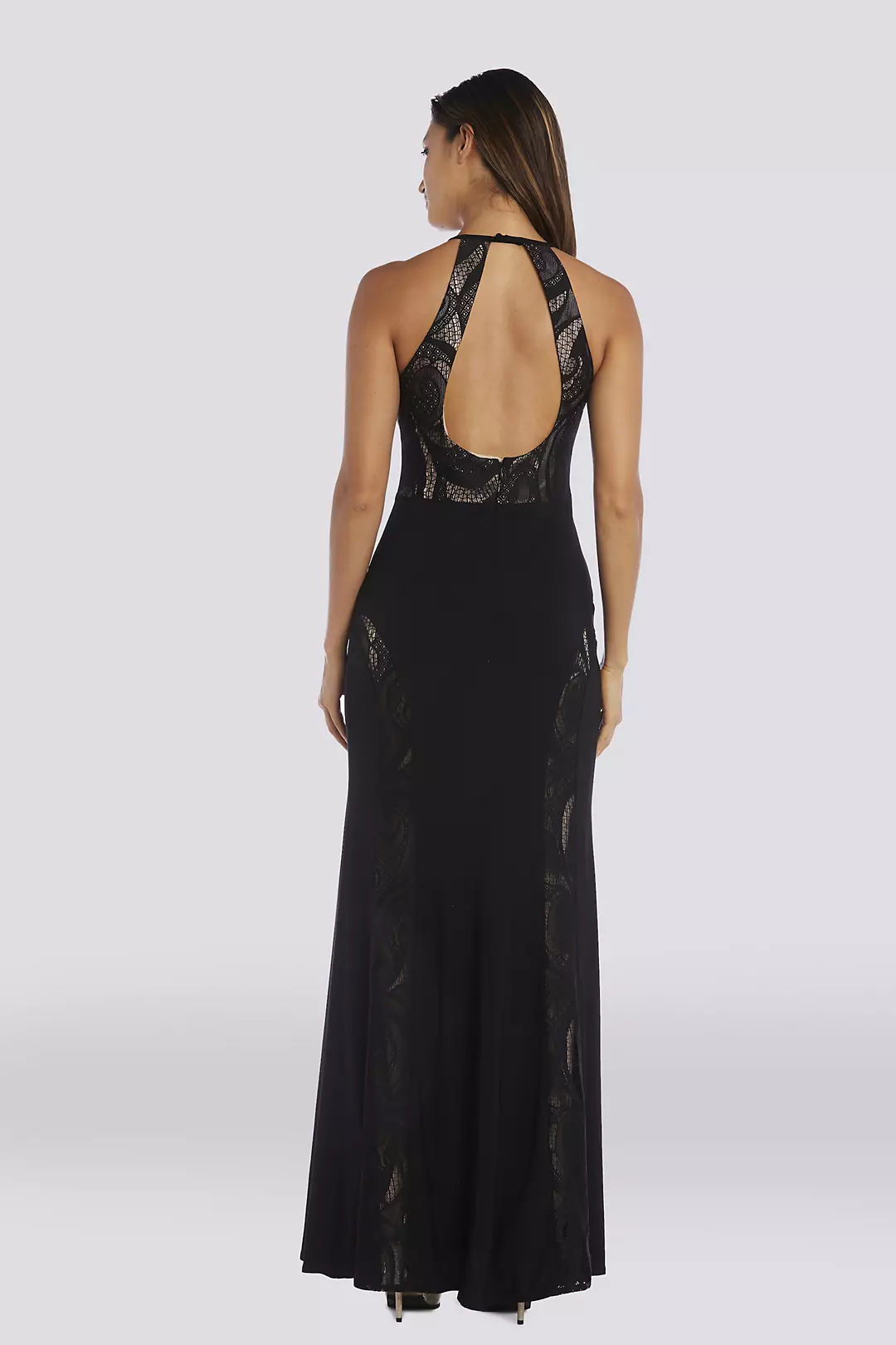 Lace-Inset Jersey Gown with Keyhole Back Image 2