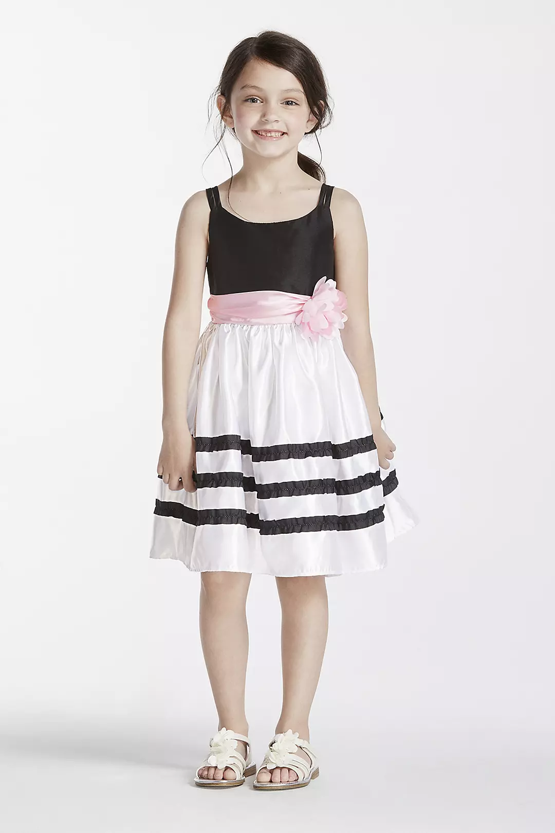 Black and White Striped Gown with Sash Image