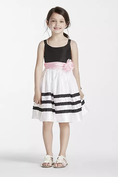 Black and White Striped Gown with Sash Image 1