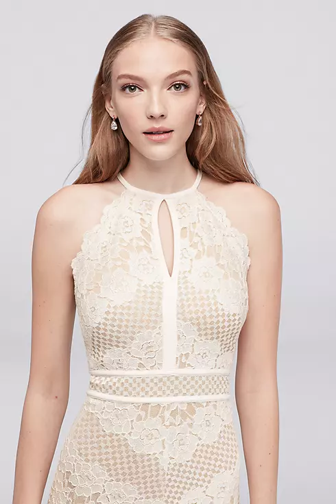 Floral Lace Cross-Back Halter Gown Image 3