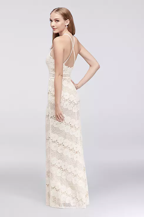 Floral Lace Cross-Back Halter Gown Image 2