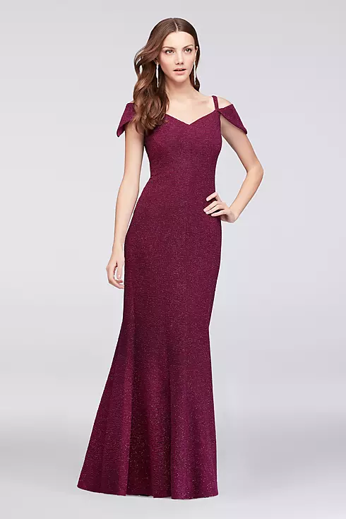 Textured Glitter Off-The-Shoulder Mermaid Gown Image 1