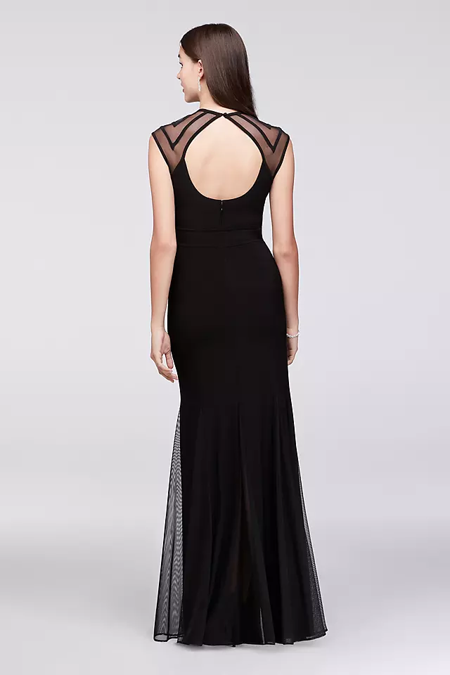 Illusion Jersey Mermaid Gown with Keyhole Back Image 2