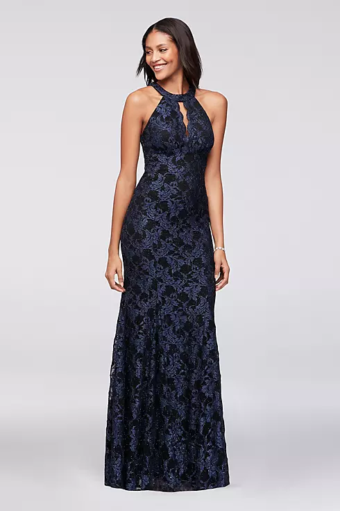 Contrast Glitter Lace Mermaid Gown Image 1