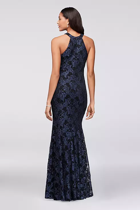 Contrast Glitter Lace Mermaid Gown Image 2