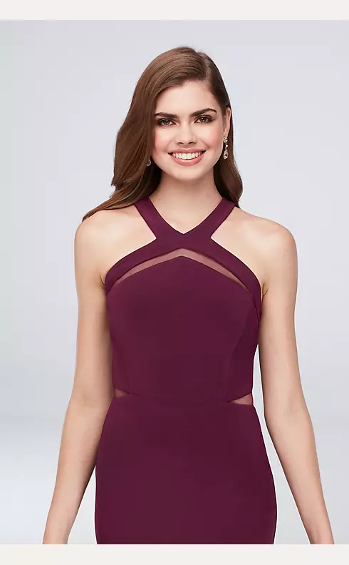 Jersey Cocktail Halter Dress with Illusion Insets Image 3