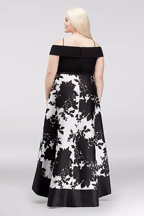 Off-the-Shoulder Ball Gown with Floral Print Skirt Image 2