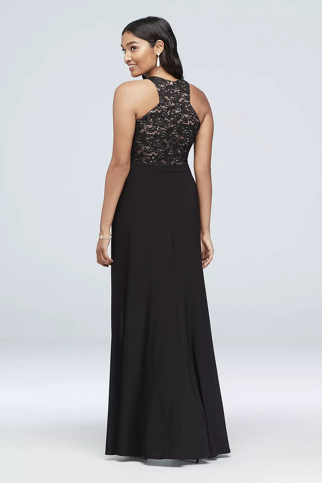 Cutaway Bodice Sequin Lace and Jersey Gown Image 2