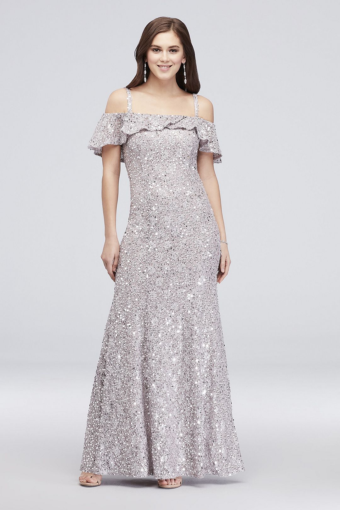 Sequin Cold-Shoulder Mermaid Dress with Flounce Image