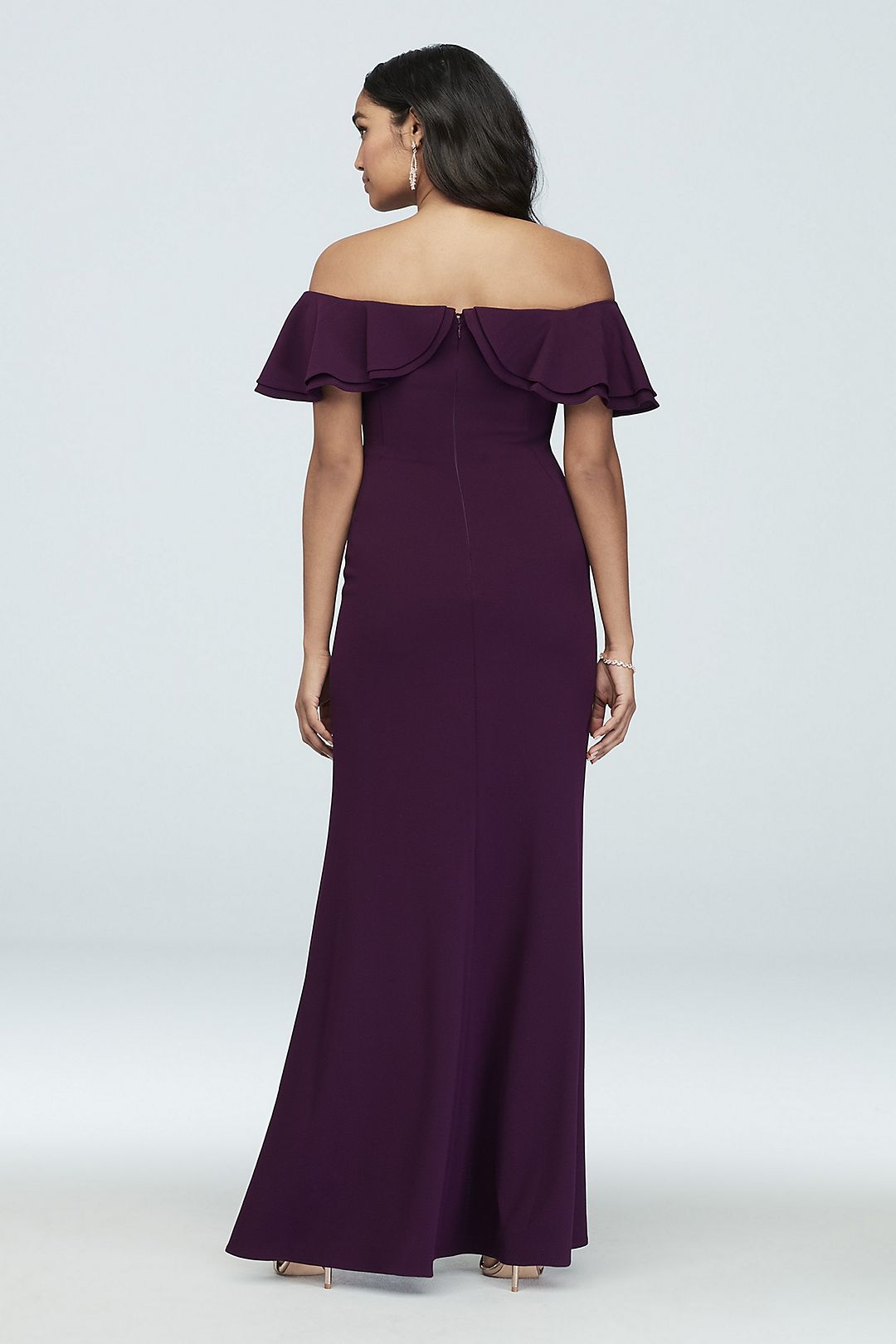 Tiered Flounce Off-the-Shoulder Crepe Gown Image 4