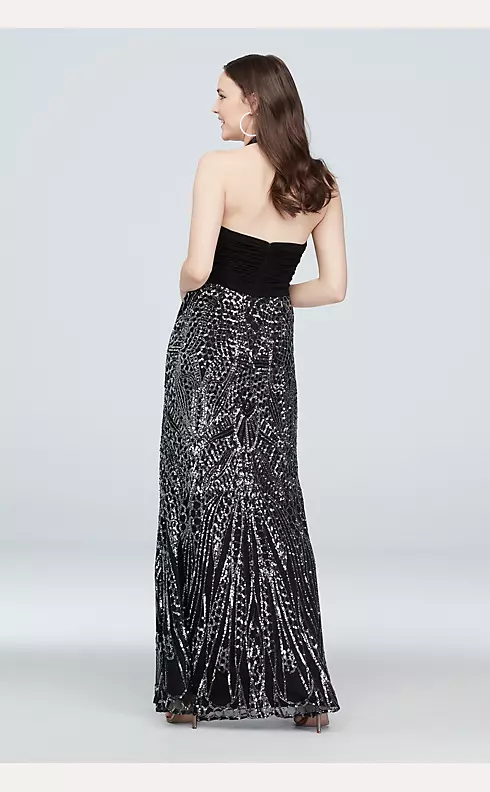 Stretch Halter A-Line Gown with Sequin Skirt Image 2