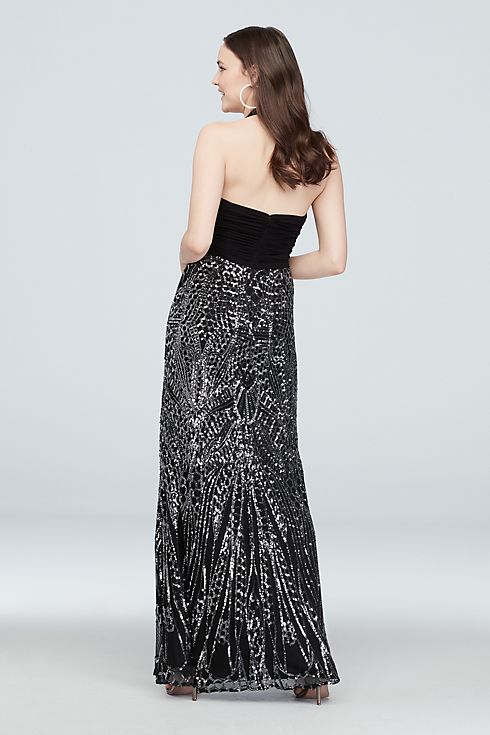 Stretch Halter A-Line Gown with Sequin Skirt Image 4