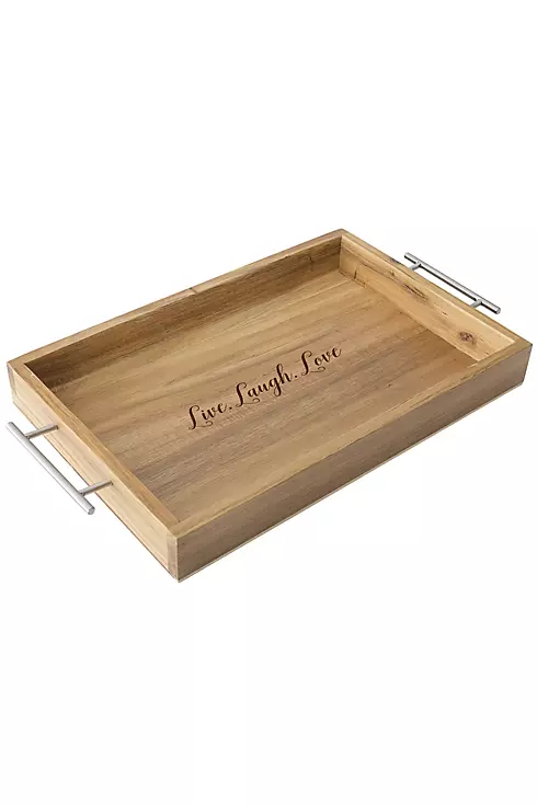 Personalized Acacia Tray with Metal Handles Image 4