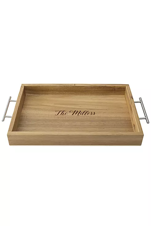 Personalized Acacia Tray with Metal Handles Image 2