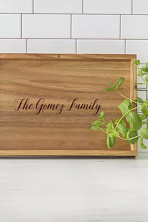 Personalized Acacia Tray with Metal Handles Image 10