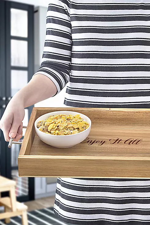 Personalized Acacia Tray with Metal Handles Image 9