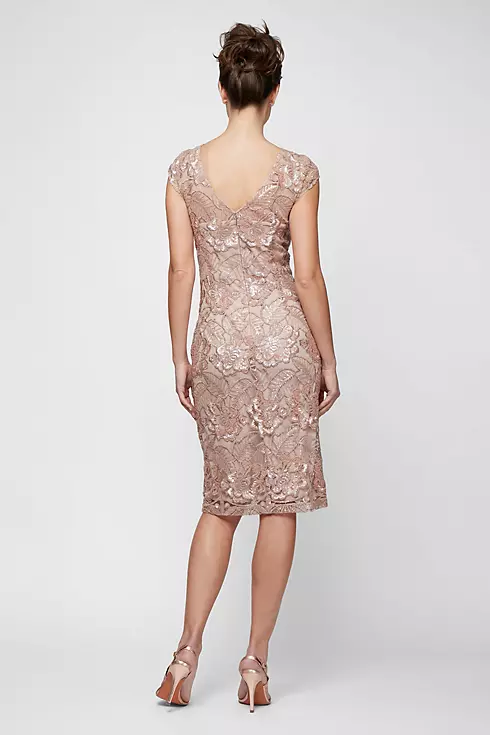 Petite Sequin Lace Sheath with Cap Sleeves Image 2