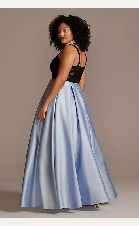 Satin Skirt Plus Size Gown with Illusion Sides Image 2